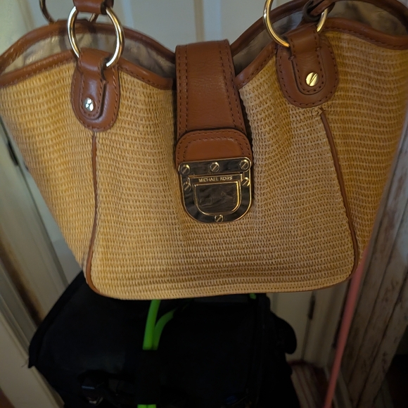 Michael Kors Handbags - Michael Kors Woven Beige and Brown Shoulder Bag